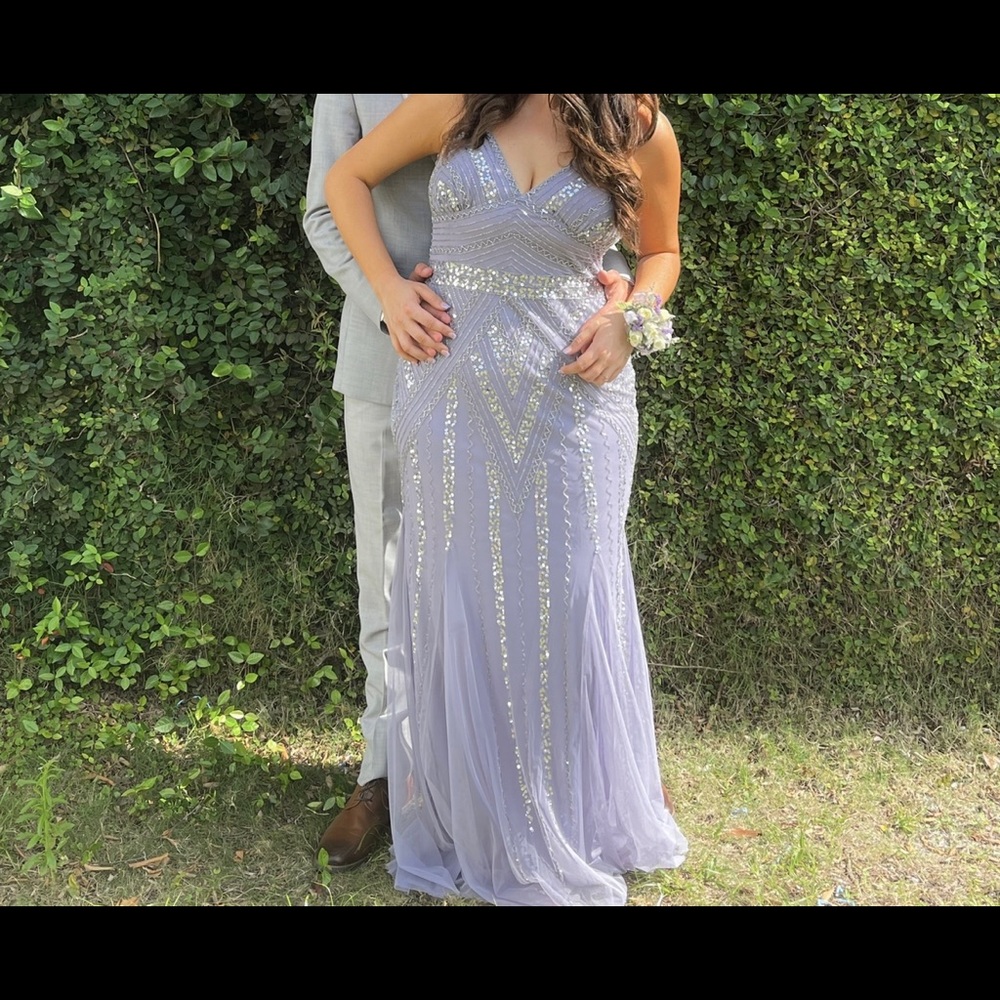 Purple sparkly prom dress